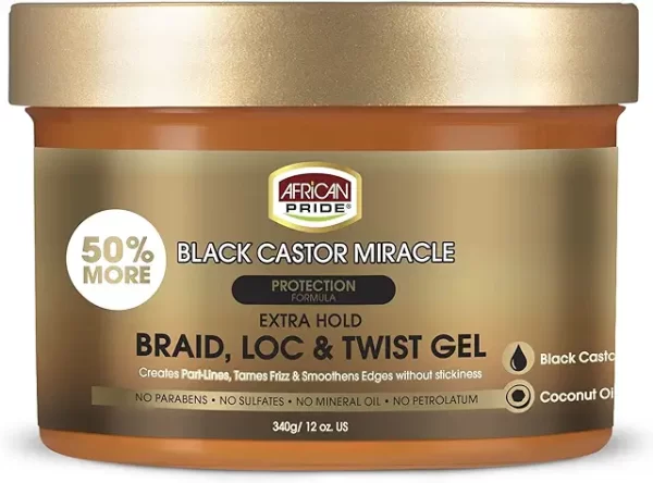 African Pride Black Castor Miracle Extra Hold Braid, Loc,